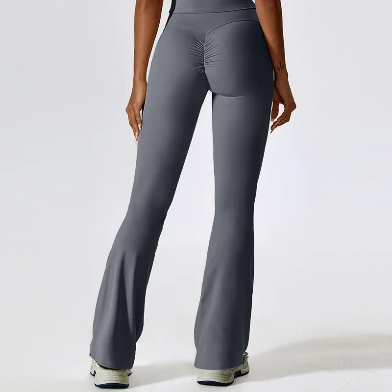 Расклешенные леггинсы штаны для йоги спортивные колготки женские брюки-клеш с