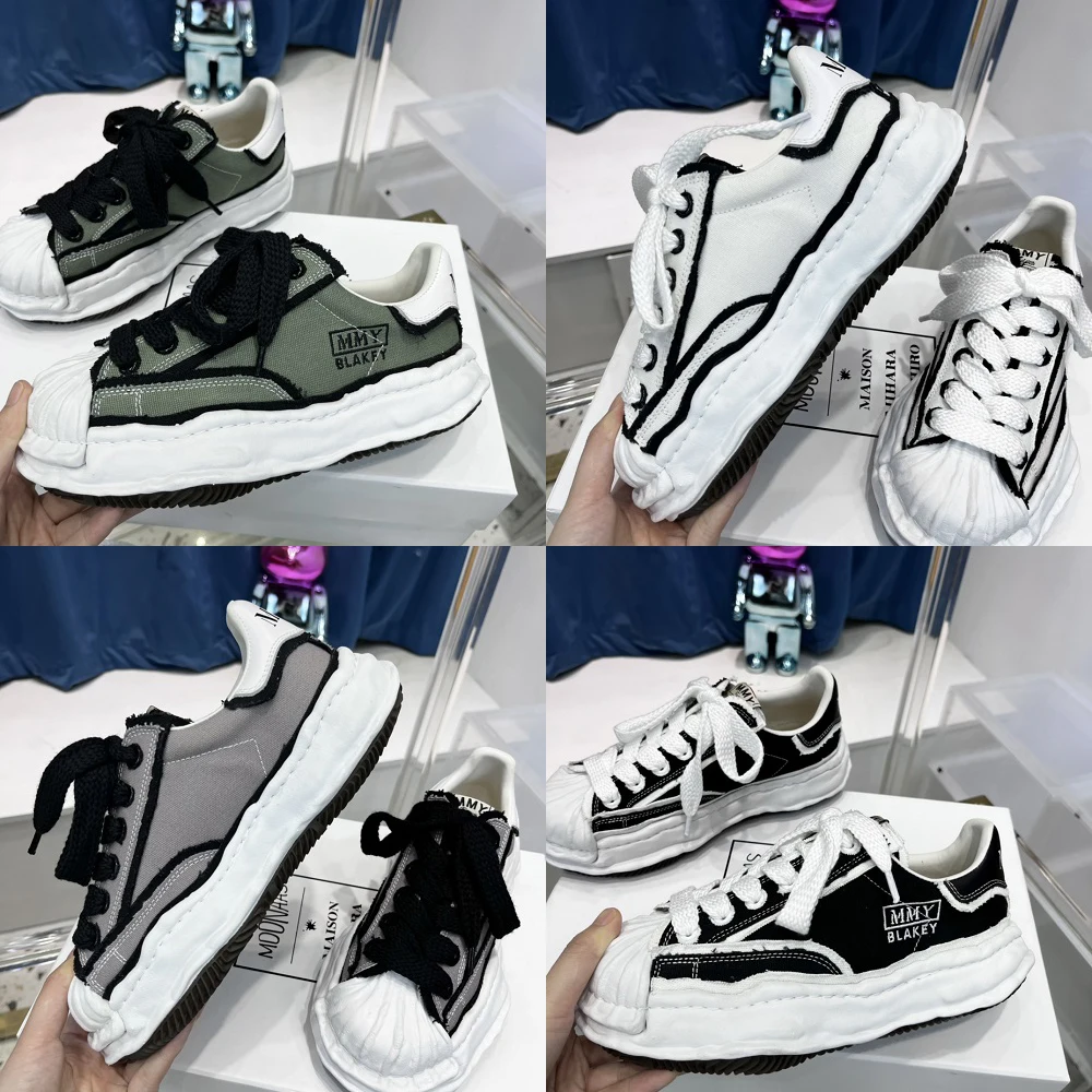 

Брендовые холщовые кроссовки MMY с вышивкой на толстой подошве, михара, со шнуровкой, парусиновые кроссовки Yasuhiro для мужчин и женщин, повседневная обувь для улицы