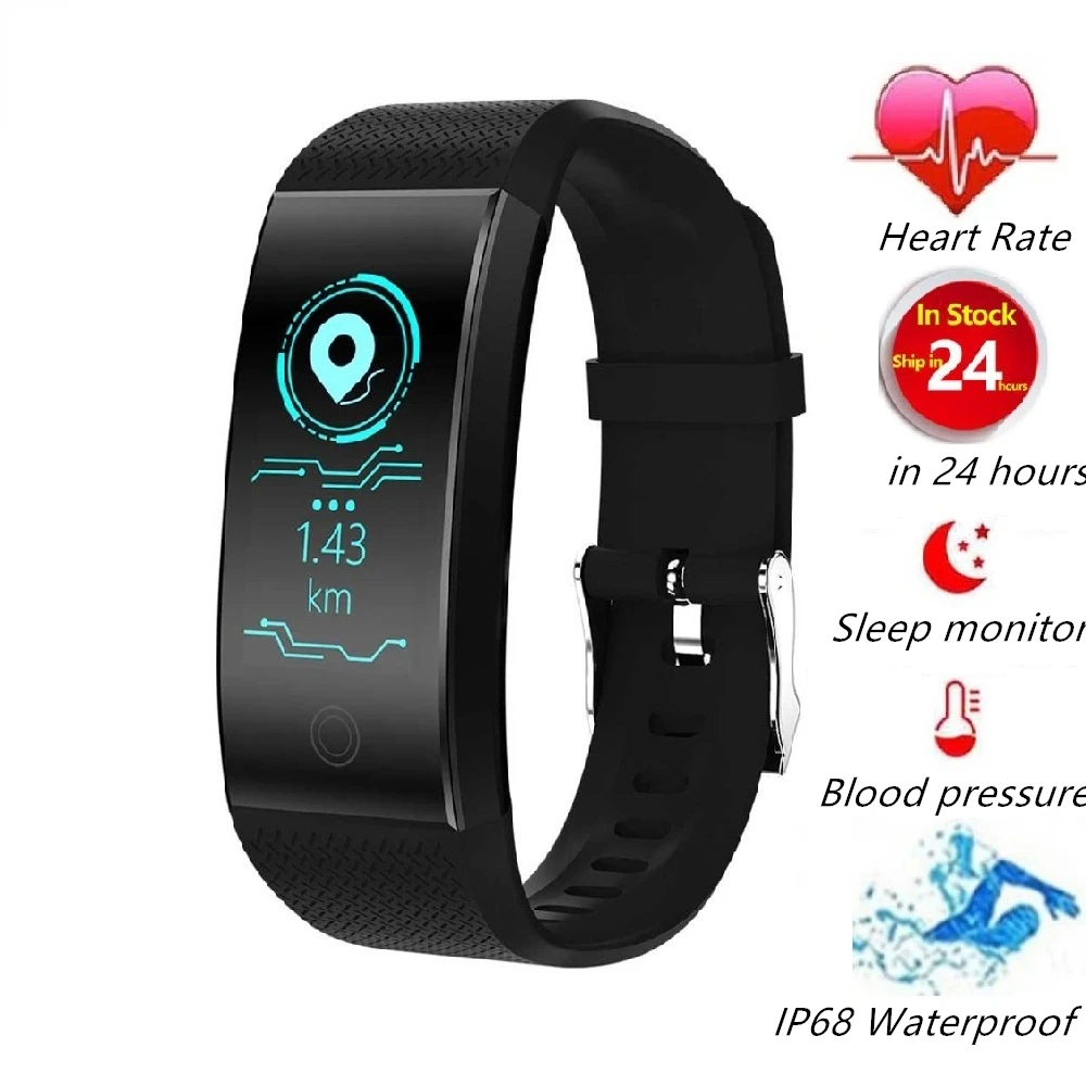 

QW18 Color Screen Smart Bracelet Heart Rate Blood Pressure Blood Oxygen Waterproof Bluetooth Sports Step Meter Healthy Wear Best