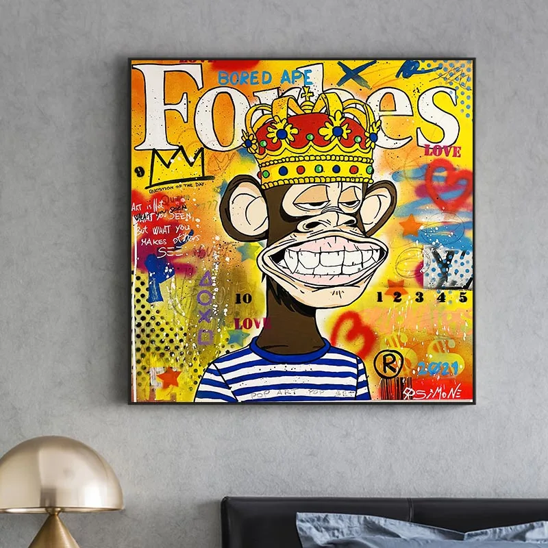

Graffiti Forbes Monkey Wall Art Poster Funny Animals Canvas Painting Print Picture Home Decoration Living Room Cuadros Murals