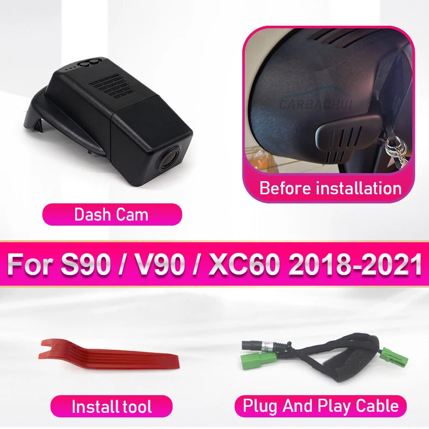 

Видеорегистратор 4K Plug and Play для Volvo XC40 XC60 XC90 S60 V60 S90 V90 V40 S80 XC70 Polestar 2, автомобильный видеорегистратор, Wi-Fi, регистратор для вождения