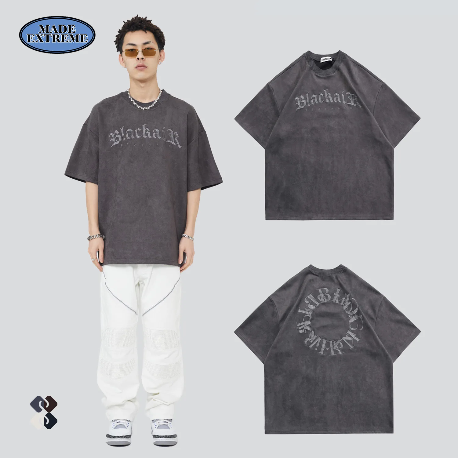 BLACKAIR-camisetas de ante bordadas para hombre, camisa de Moto y motorista de gran tamaño, ropa de calle, gráfica, 2022