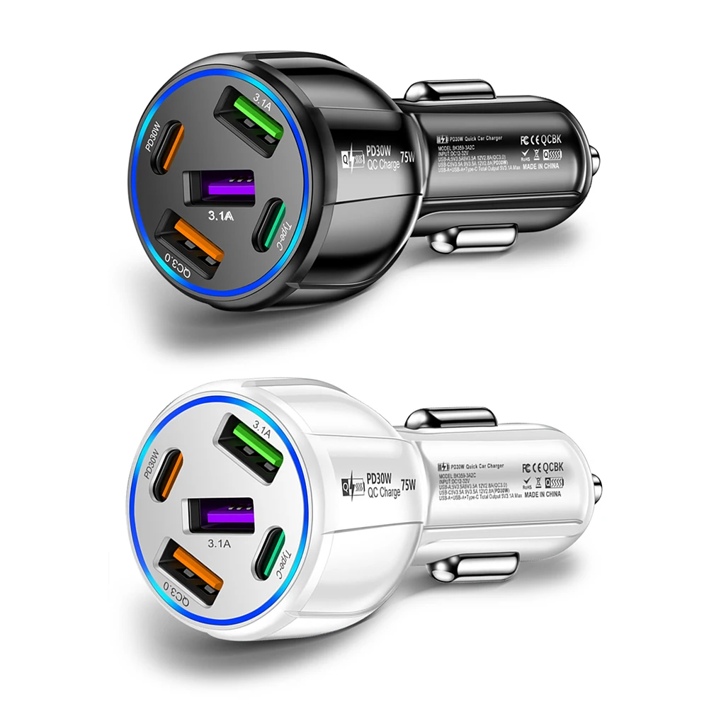 Зарядное устройство для телефона с 5 USB-портами, 75 Вт, а