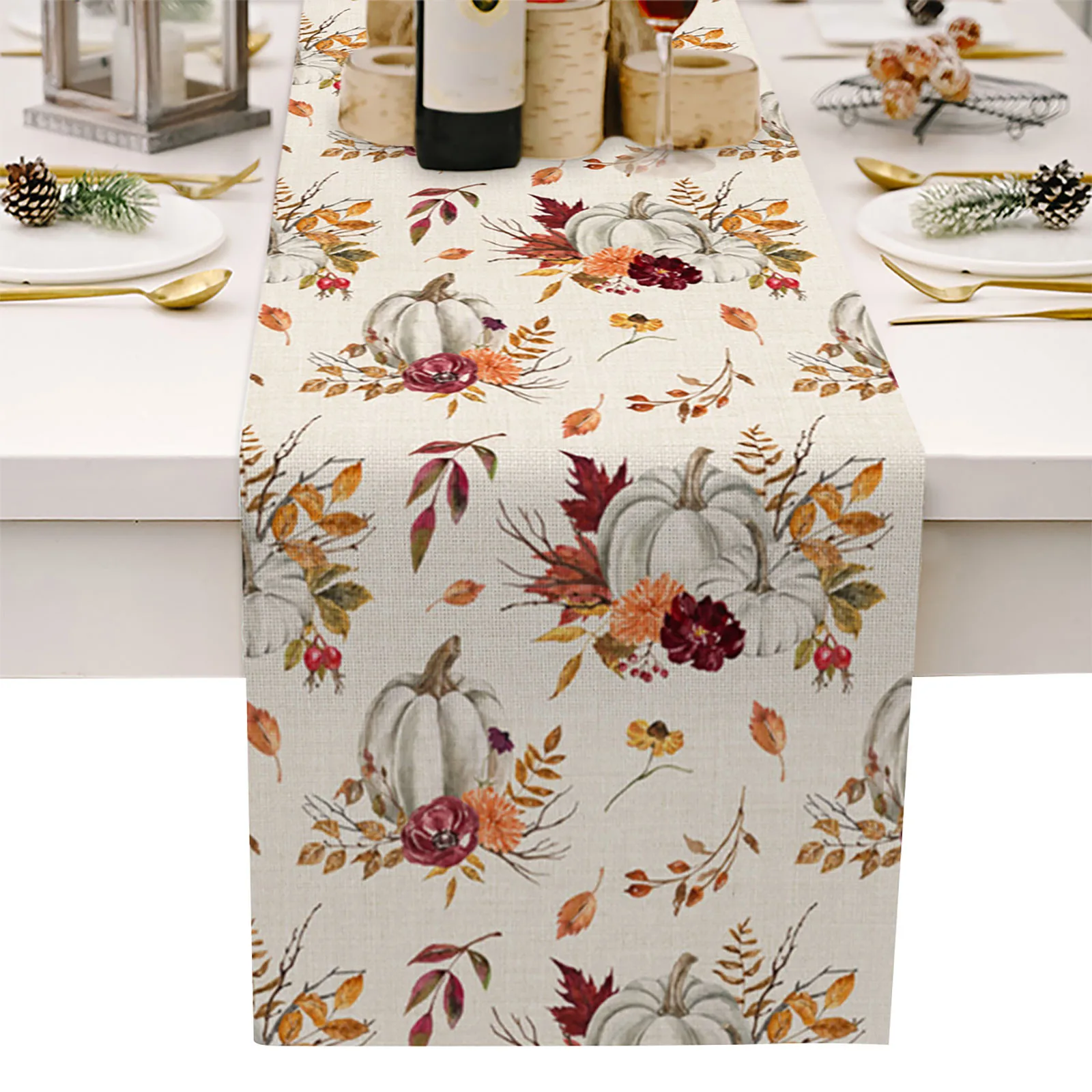 

Thanksgiving Autumn Pumpkin Dining Table Runner Wedding Decor Linen Table Runner For Dining Table Christmas Decoration
