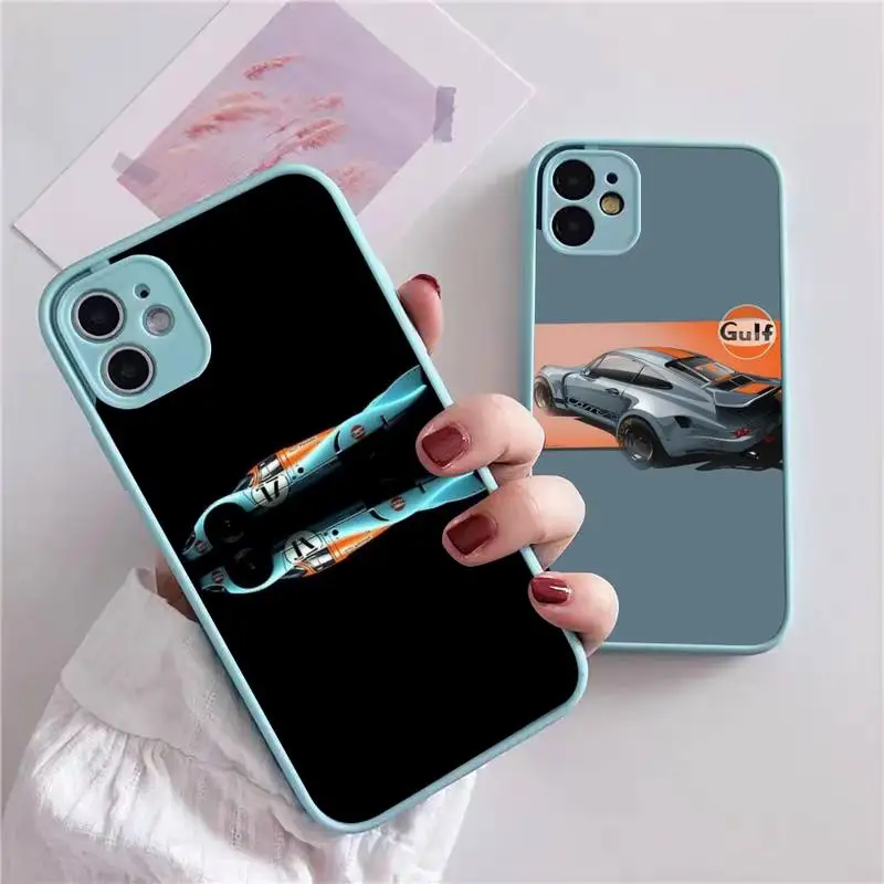 

Gulf Racing car Phone Case For iphone 13 12 11 xr xs x 7 8 pro max Light blue Soft TPU Silicone Clear Case Cover