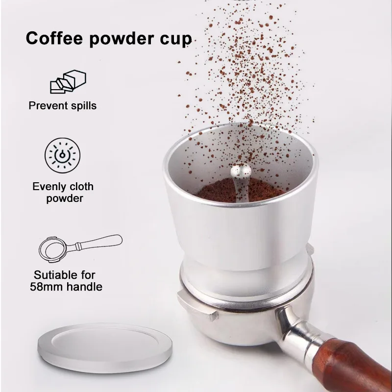 

58mm Coffee Dosing Cup Sniffing Mug for Espresso Machine Wear Resistant Stainless Steel Coffee Dosing 1 set