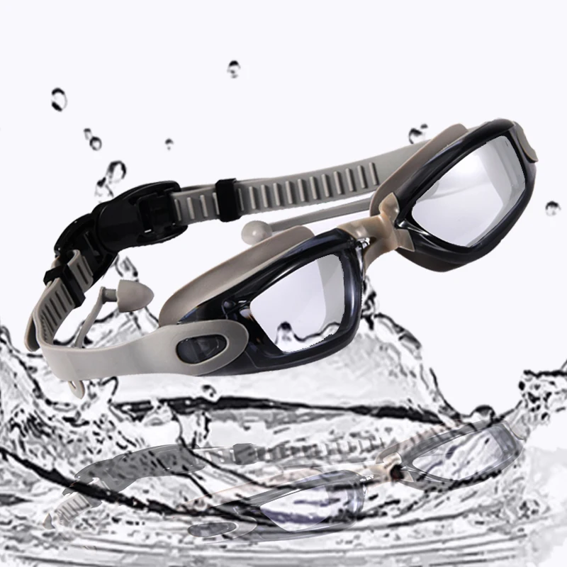 

Swimming Goggles Myopia Anti-Fog Waterproof With Earplugs Glasses Men And Women Pool Competition Professional Diving Goggles Set