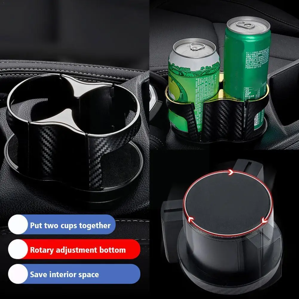 

Upgraded Car Drink Holder Double Hole Beverage Holder Stand Coffee Interior Expandable Drinks Rotatable Bottle Base Water A E7B2