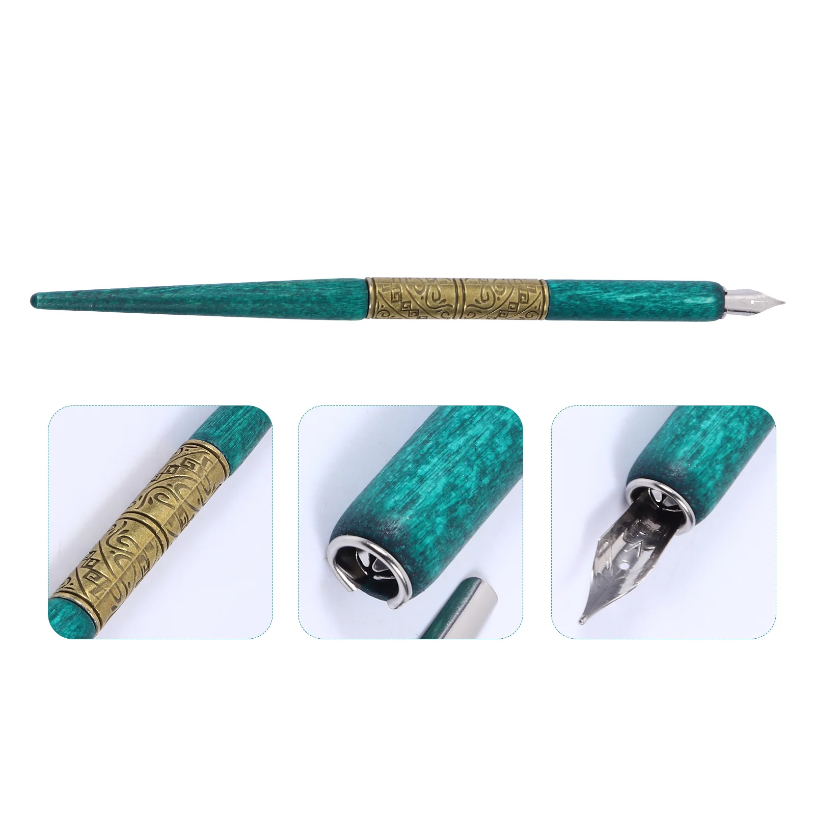 

Wooden Dip Pen Calligraphy Kit Supplies Pens Old Fashioned English Glass Decor Starter Writing