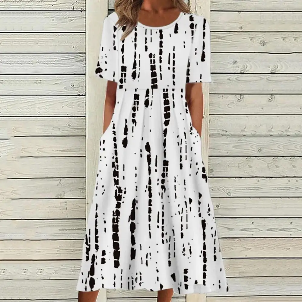 

6 Sizes Popular Ladies Shopping Casual Midi Dress Polyester Women Dress Wrinkle-resistant for Vacation