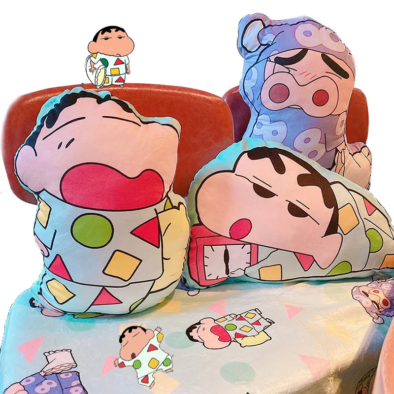 

Kawaii Crayon Shin Chan Подушка, милый креативный мультяшный забурьяэмон, офисные одеяла для сна, товары для домашнего декора дивана, плюшевая подушка