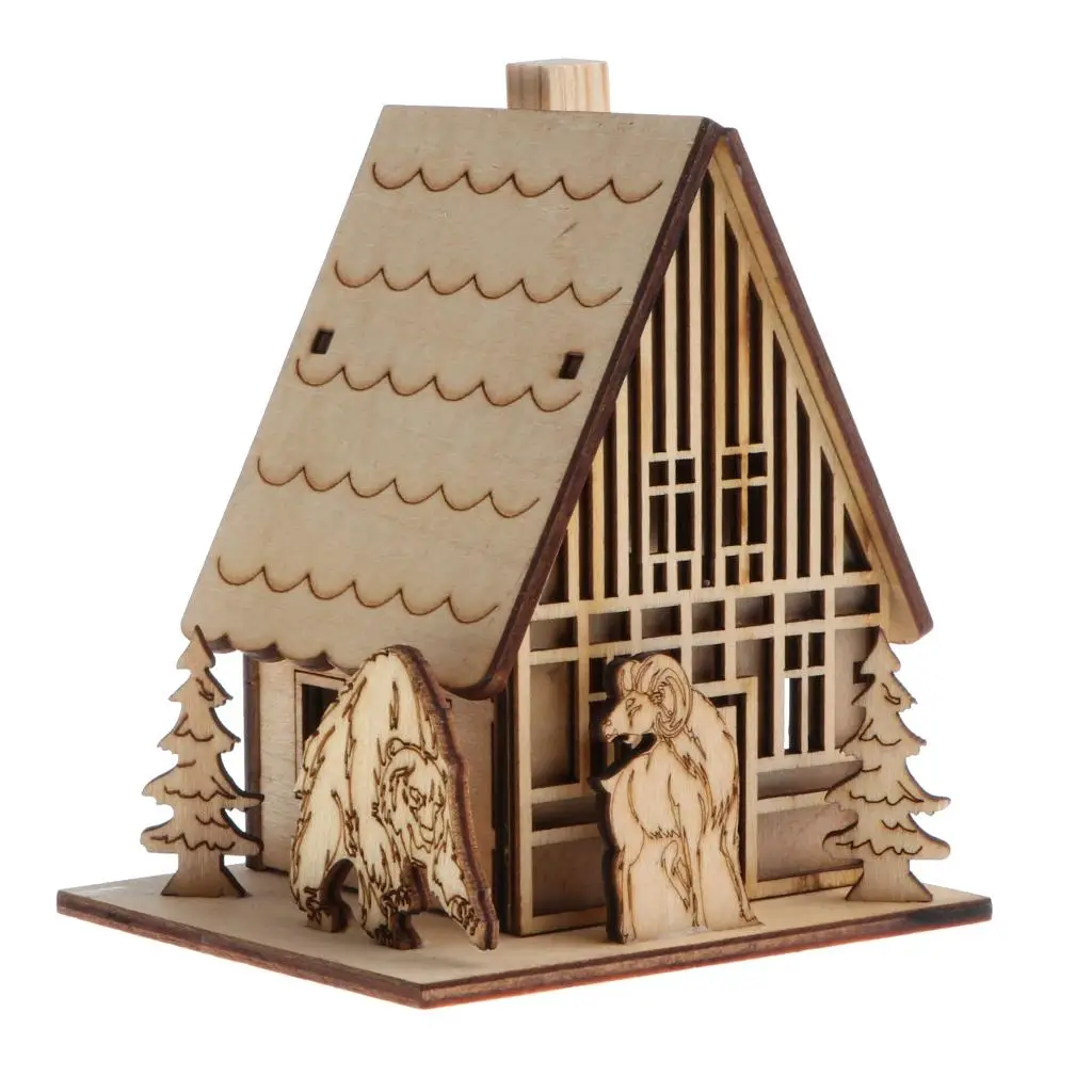 

3D Wooden Puzzle Educational Toy Villa House Building Model Assembly Jigsaw