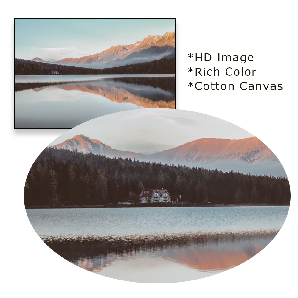 Современный пейзаж Картина на холсте озеро лес камень Горный природа картина