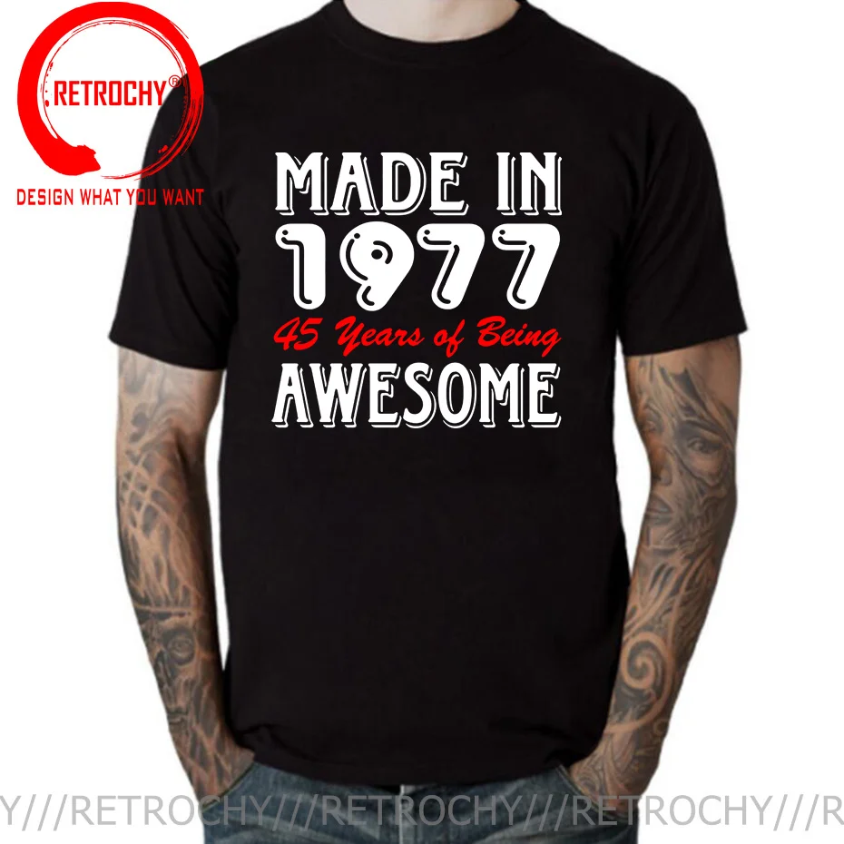 

Made in 1977 45 Years of Being Awesome T shirt Men Father's Day Best Gift Vintage Born in 1977 T-shirt Dad 45th Birthday Apparel