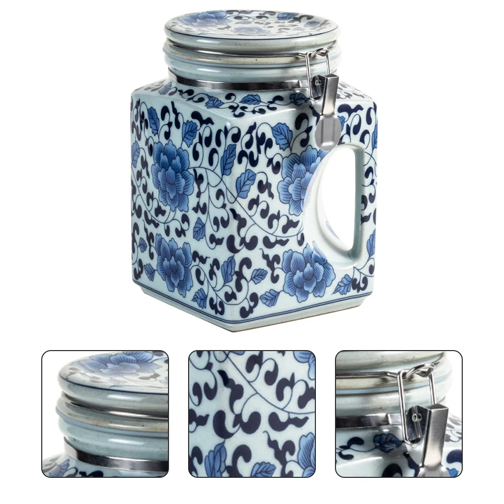 

Tea Storage Jar Canister Container Ceramic Multi Function Kitchen Candy Holder Can Household