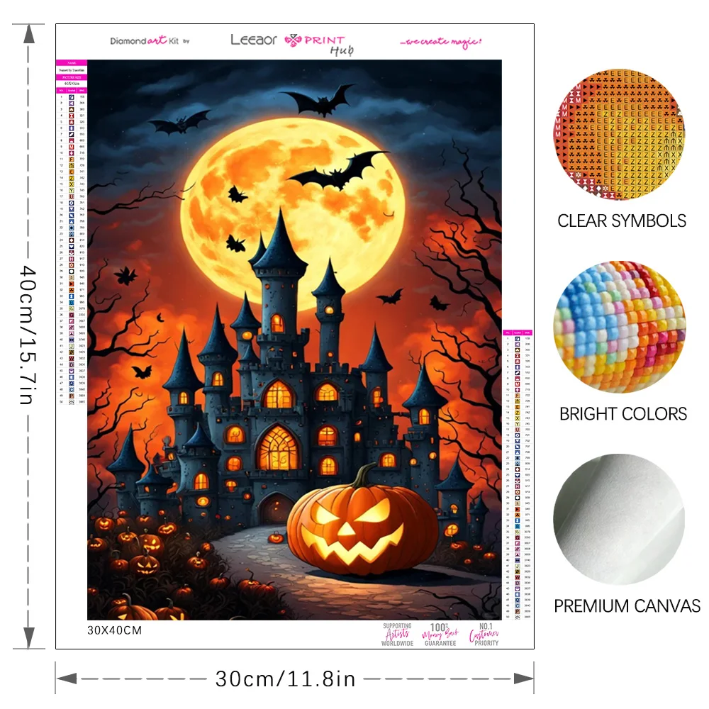 Хэллоуин Летучая Мышь Замок Алмазная Картина Полная Круглая Мозаика Вышивка