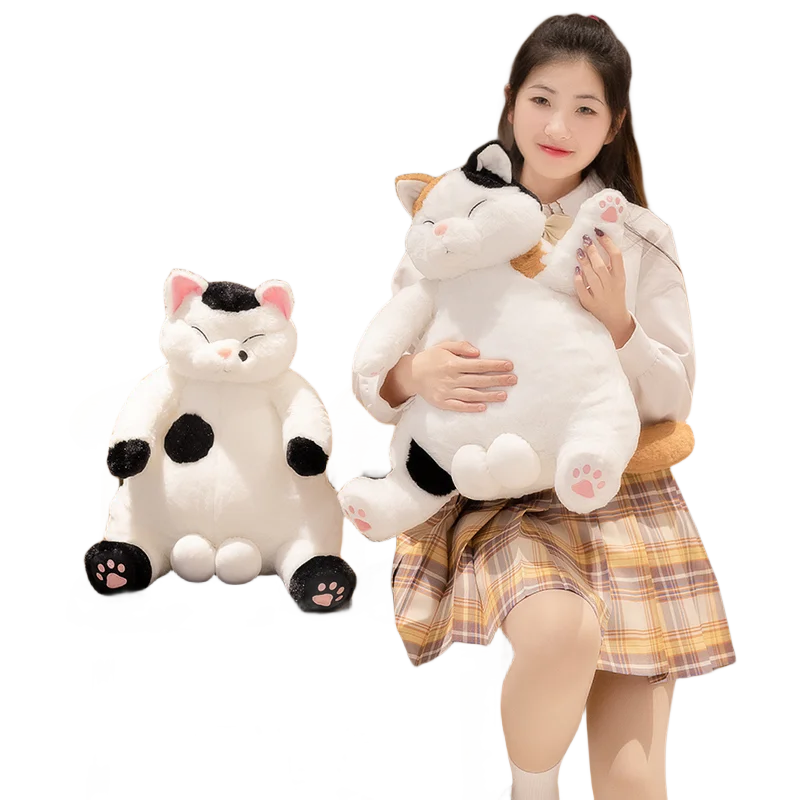 

35/45 см ленивая японская кукла-Кот, как настоящая пушистая плюшевая игрушка, сидящее спящее животное, коричневые, черные цвета, детский подарок на Рождество