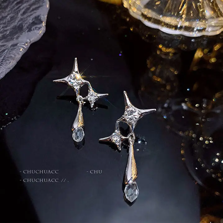 

2022 New Simple Sparkle Drop Rhinestone Earrings for Woman Simple Elegant Drop Tassels Earrings Eardrop Charm Jewelry Wholesale