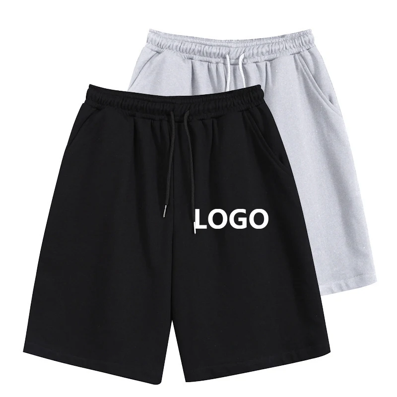 Custom Your Logo Men Sweat Shorts Shorts Solid Color Breathable Soft Short Casual Daily Stylish Casual Black Grey Micro-Elastic