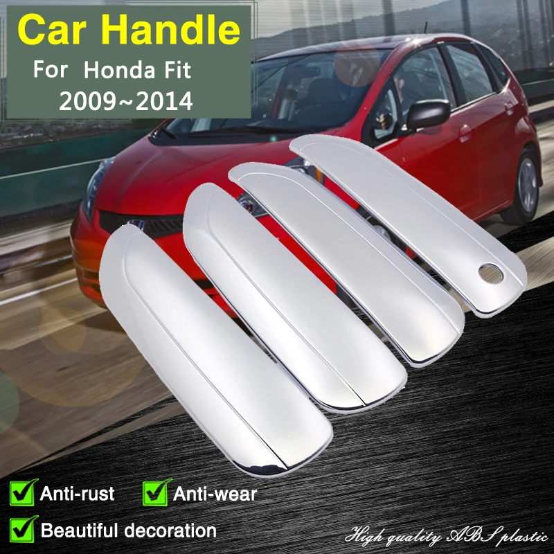 for Honda Fit Jazz MK2 2009~2014 2010 2011 2012 2013 Chrome Smart Door Handle Cover Car Accessories Protective Styling Stickers