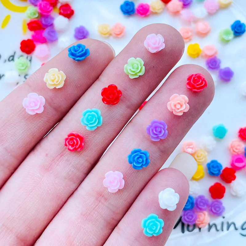 

100Pcs New 5mm Cute Mixed Mini Flower Flat Back Resin Cabochons Scrapbooking DIY Jewelry Craft Decoration Accessorie J55