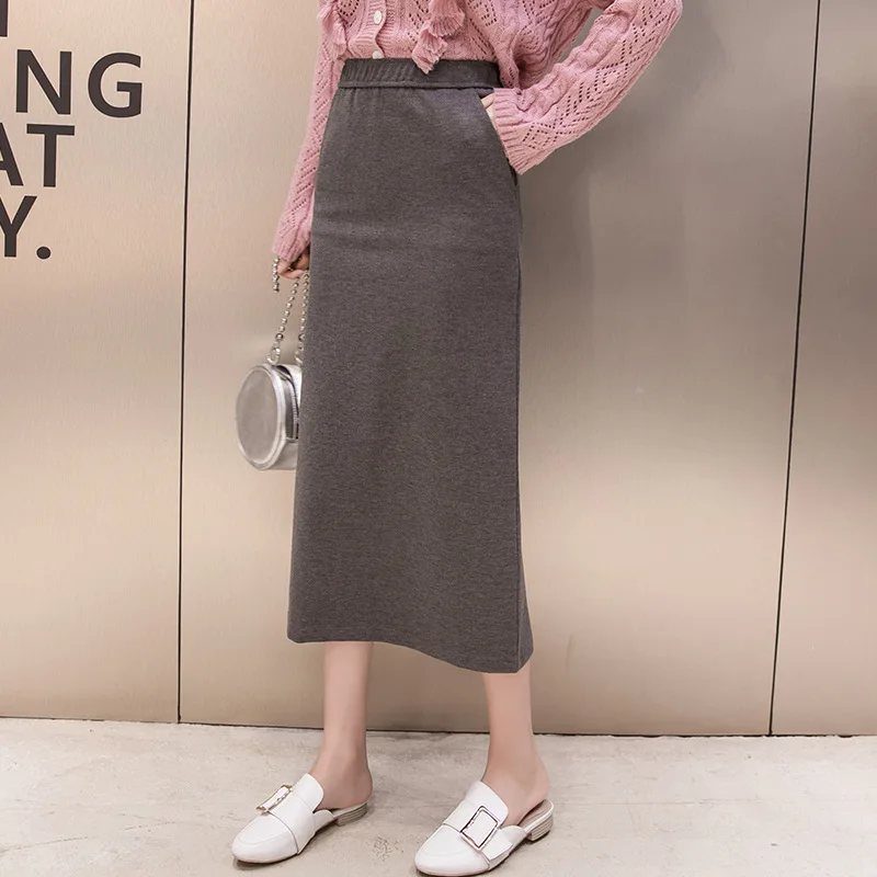 

Юбка-миди с высокой талией и разрезом, в Корейском стиле