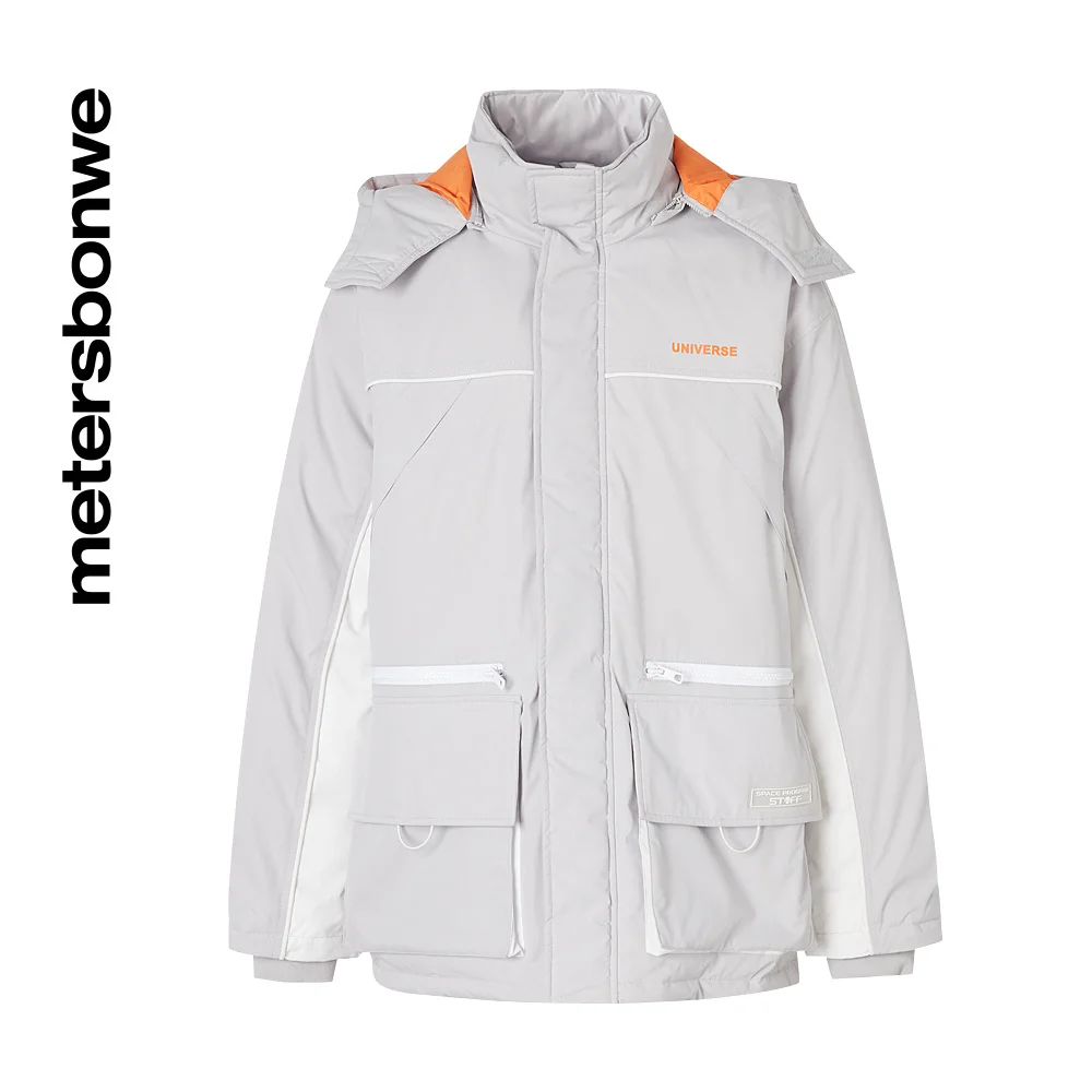 Metersbonwe Hooded Contrast Panel Cargo Down Jacket Men Winter New Thick Outerweart Warm Down Coat Brand Jackets Fashion Coats