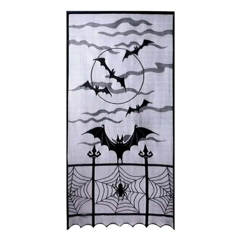 

Halloween Doorway Curtain 40 X 82 Inch Spider Web Curtains Black Lace Halloween Lampshade Fireplace Cloth Decor Halloween Party