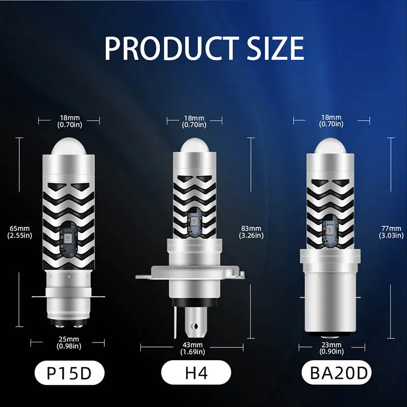 Светодиодные лампы для мотоциклетных Фар H4 BA20D S2 P15D H6 6000K дальний/ближний свет 12 В
