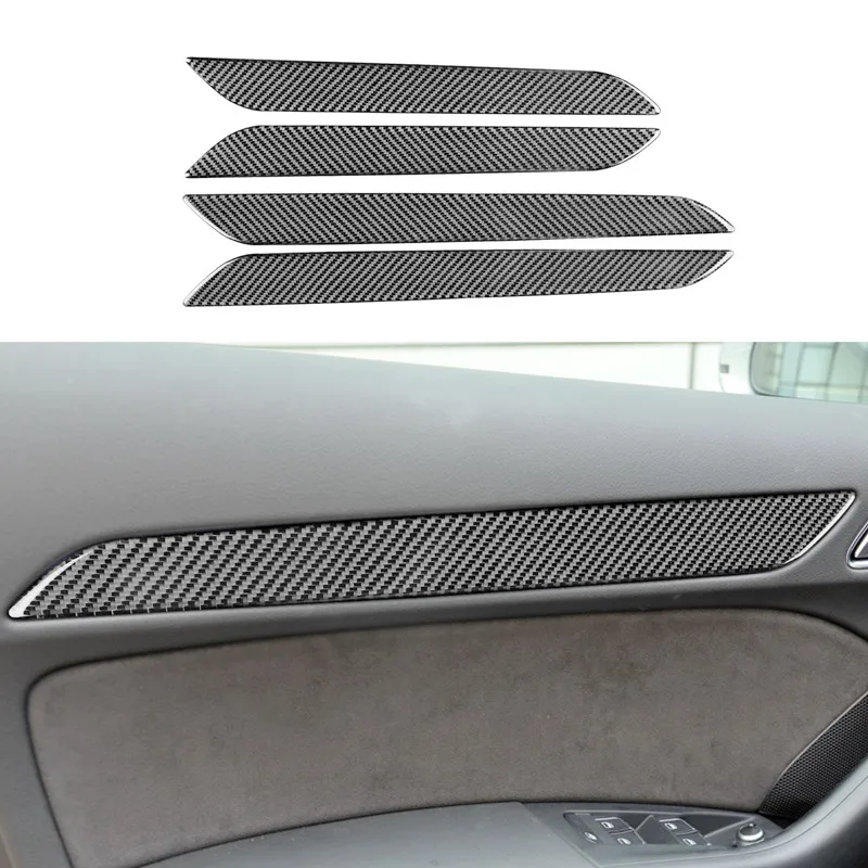 Купи Carbon Fiber Car Inner Stickers Door Interior Panel Modification Decorative Cover Trim Strips For Audi Q3 13-18 Car Accessories за 1,499 рублей в магазине AliExpress