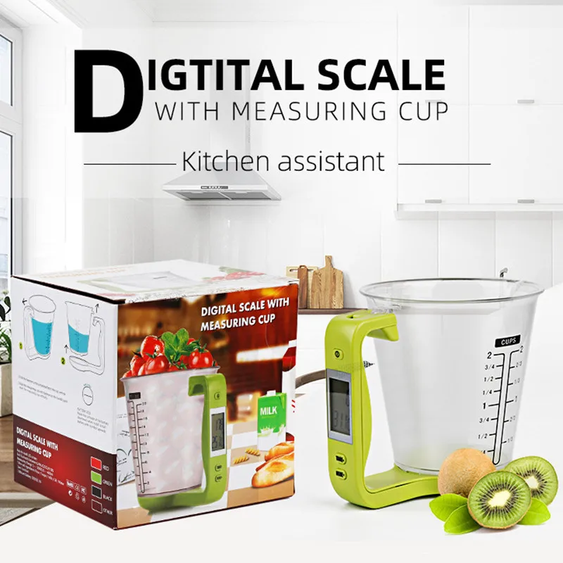 

Electronic Measuring Cup Kitchen Scales Digital Beaker Host Weigh Temperature Measurement Cups with LCD Display