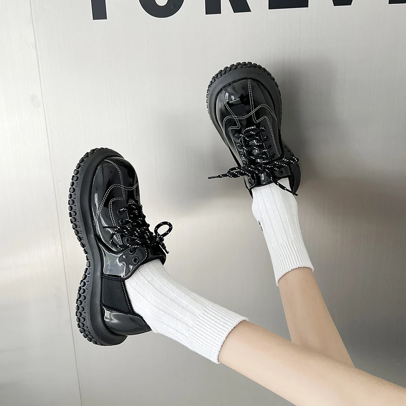 

Маленькие кожаные туфли в британском стиле, новинка весны 2022, тонкие черные туфли на толстой подошве