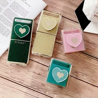 z flip 3 funda case for samsung galaxy z flip 3 case glitter plating love shockproof shell stand protetion phone case cover