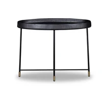Steel-land Gold bottom luxury wooden round black metal modern coffee table for living room furniture