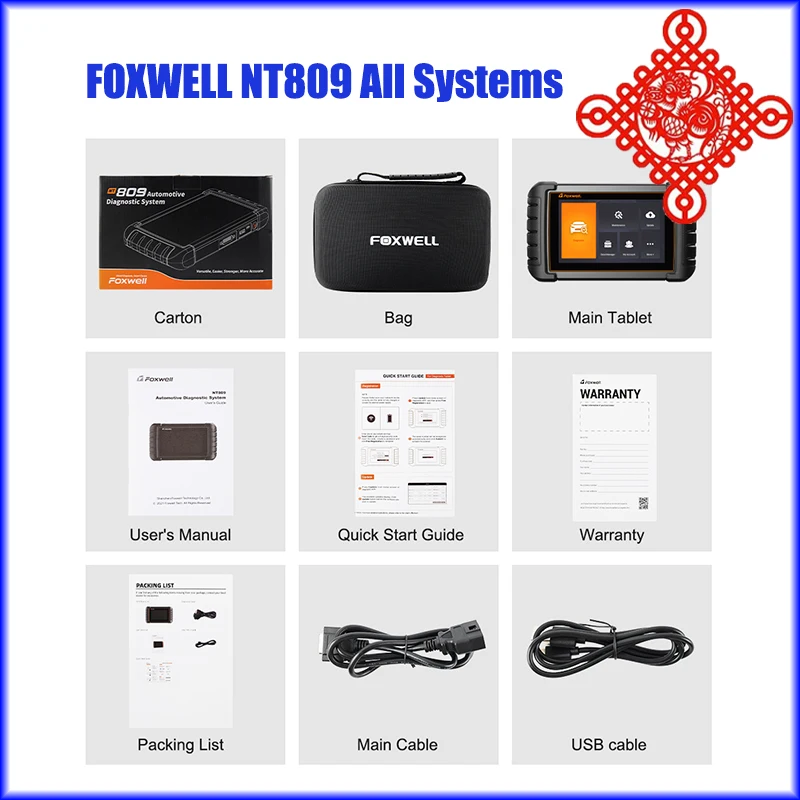 Автомобильный диагностический сканер FOXWELL NT809 с полной системой сканирования OBD2