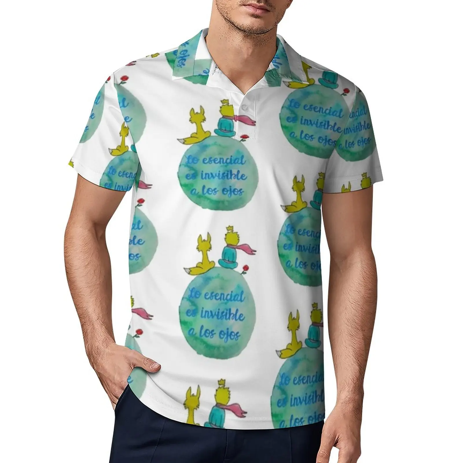 

Little Prince Polo Shirts Invisible To The Eyes Casual Shirt Summer Trendy T-Shirts Male Short Sleeve Oversized Polo-Shirts Gift
