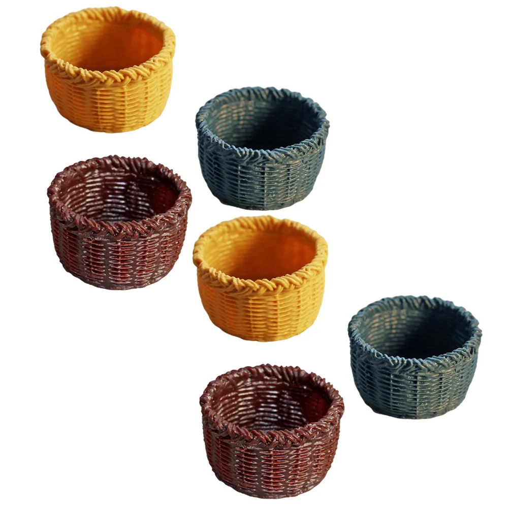 

Basket Miniature Mini Housebaskets Woven Picnic Flower Bread Wicker Rattan Tiny Candy Decoration Toykids Furniture Accessories