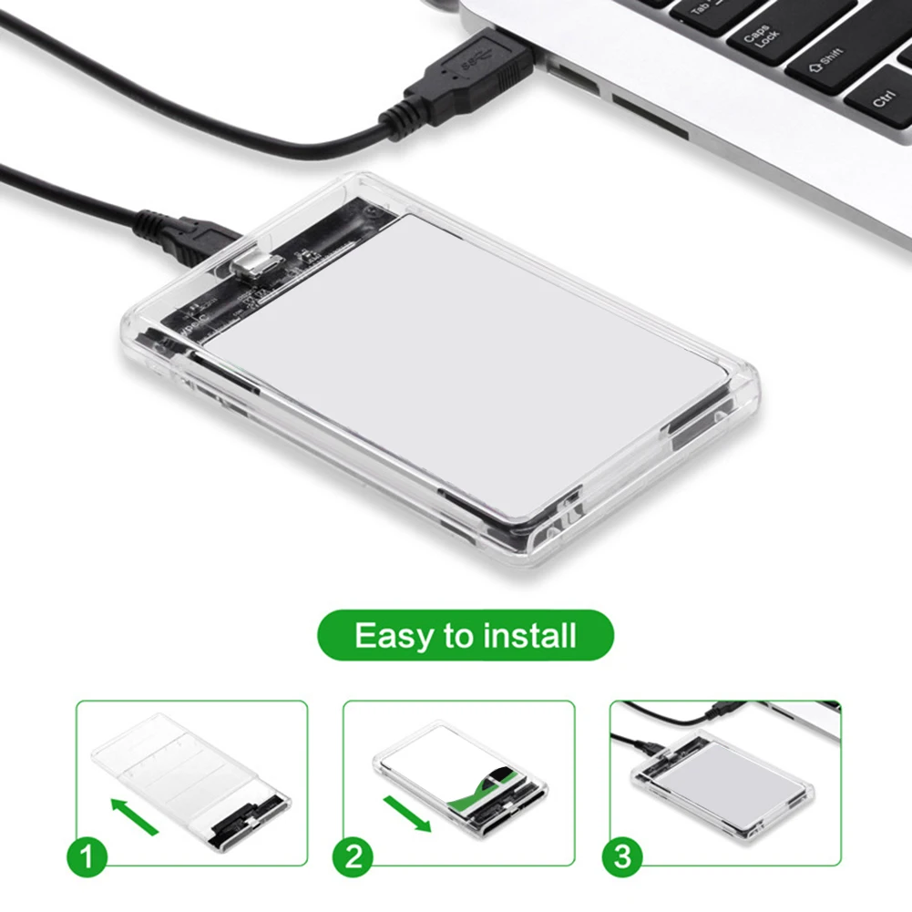 

2.5 inch Clear Hard Disk Case Portable USB Type-C to SATA HDD SSD Transparent Slide Mobile Enclosure Computer Accessories