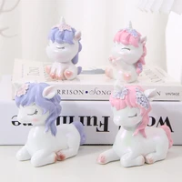 2022 cartoon unicorn model blue and pink cute unicorn figure animal mini pvc model toy valentines day birthday gift for girl