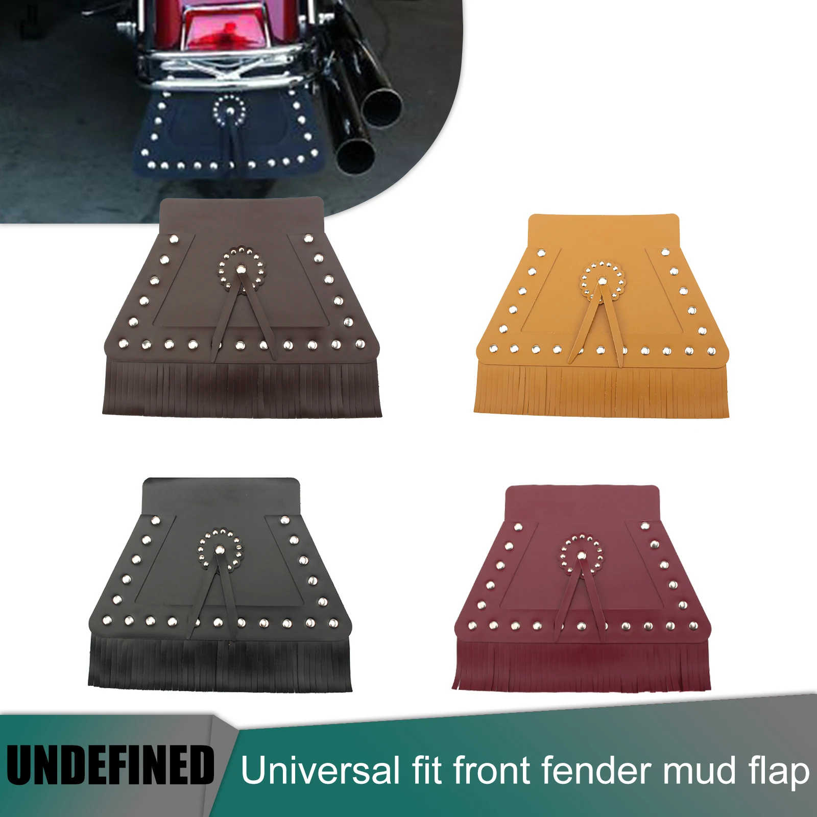 

Motorcycle Universal Front/Rear Fender PU Leather Fringed Mudguard Flaps For Harley Softail Touring Road King Street Glide