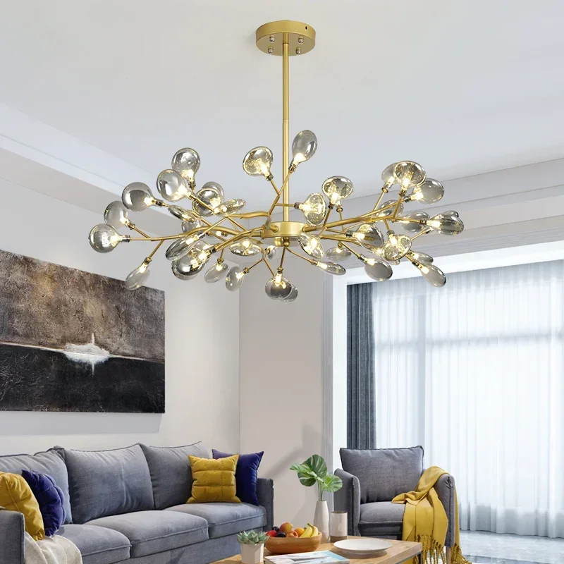 

Modern Black Gold Firefly Chandelier Tree Ceiling Chandelier Living Room Decor Dining Room Hotel Hall Art Gold Light Fixture