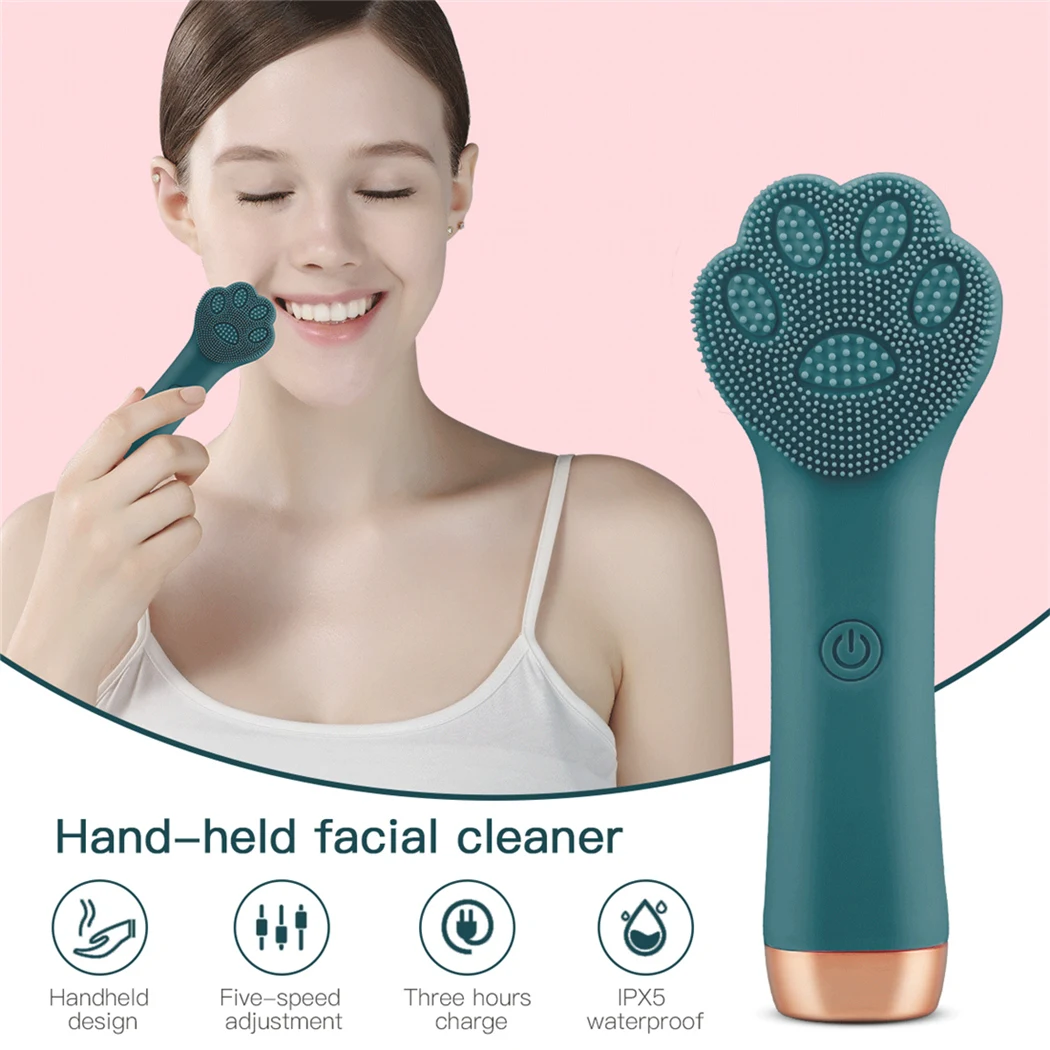 

CkeyiN Handheld Electric Facial Cleansing Brush High Frequency Vibration Facial Cleaner Waterproof Pore Cleaning Brush Cat Claw