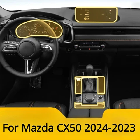 Аксессуары для салона автомобиля Mazda CX50 2024-2023, прозрачная пленка из ТПУ, трансмиссионная панель, центральная консоль, устойчивая к царапинам, установка пленки