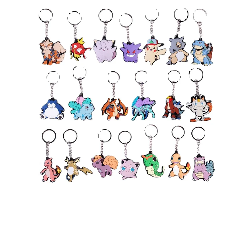 

Покемон Q версия мультфильм кавайный ПВХ брелок Пикачу Сквиртл Двусторонняя школьная сумка Подвеска декоративные аксессуары