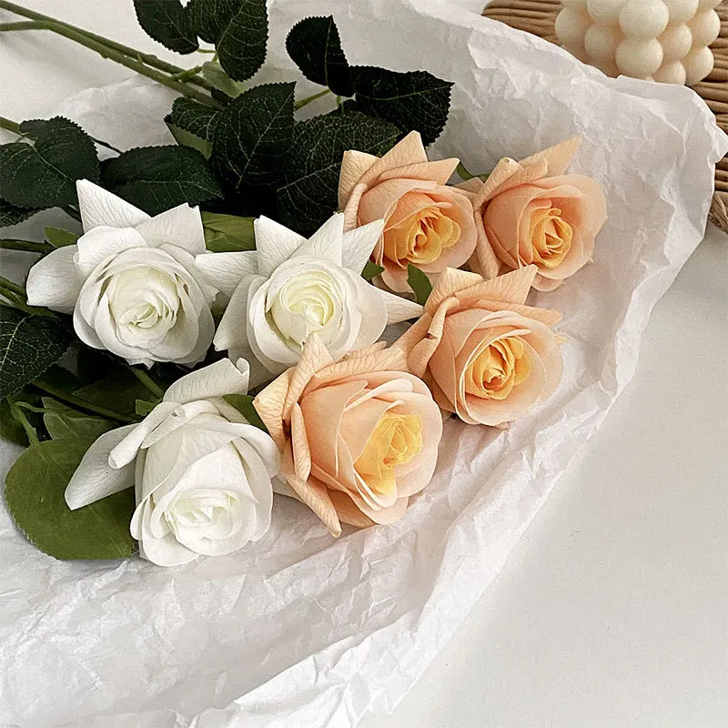 

Simulation Feel Moisturizing Rose Artificial Flowers Home Decor Bouquet Wedding Decoration Single Rose Flowers Garden Decoration
