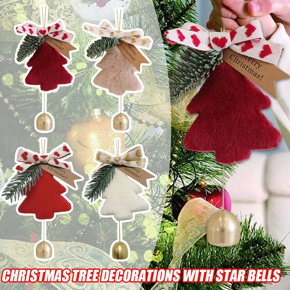 

New Year 2023 1PC Christmas Ornament Cloth Hanging Christmas Tree Decorations With Star Bells Christmas Decorations For Hom O5T1