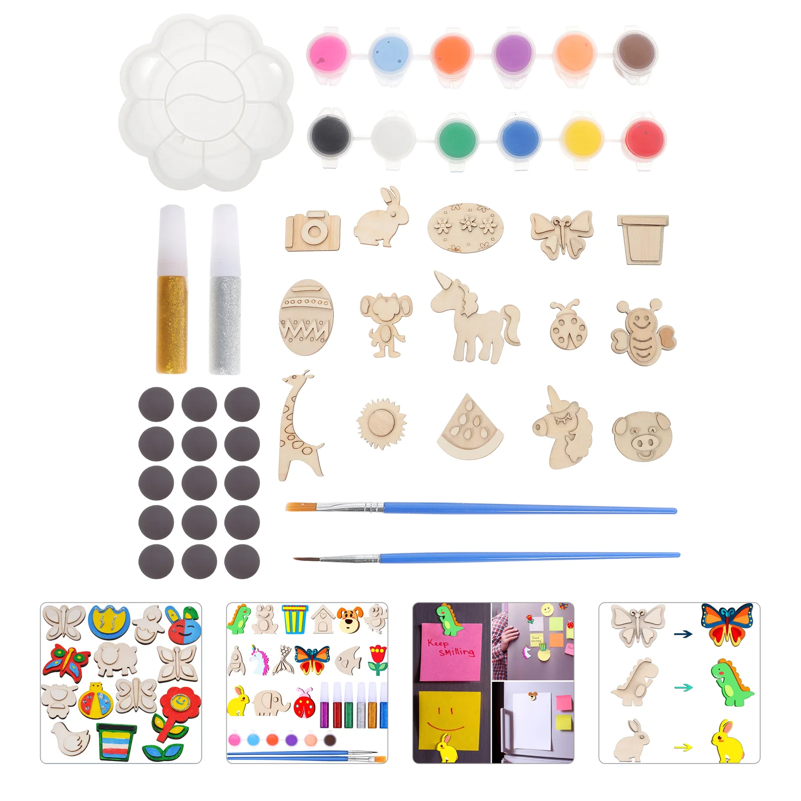 

Magnets Magnet Painting Wooden Kids Refrigerator Craft Diy Fridge Cartoon Sticker Magnetic Whiteboard Decalskittoy Slices