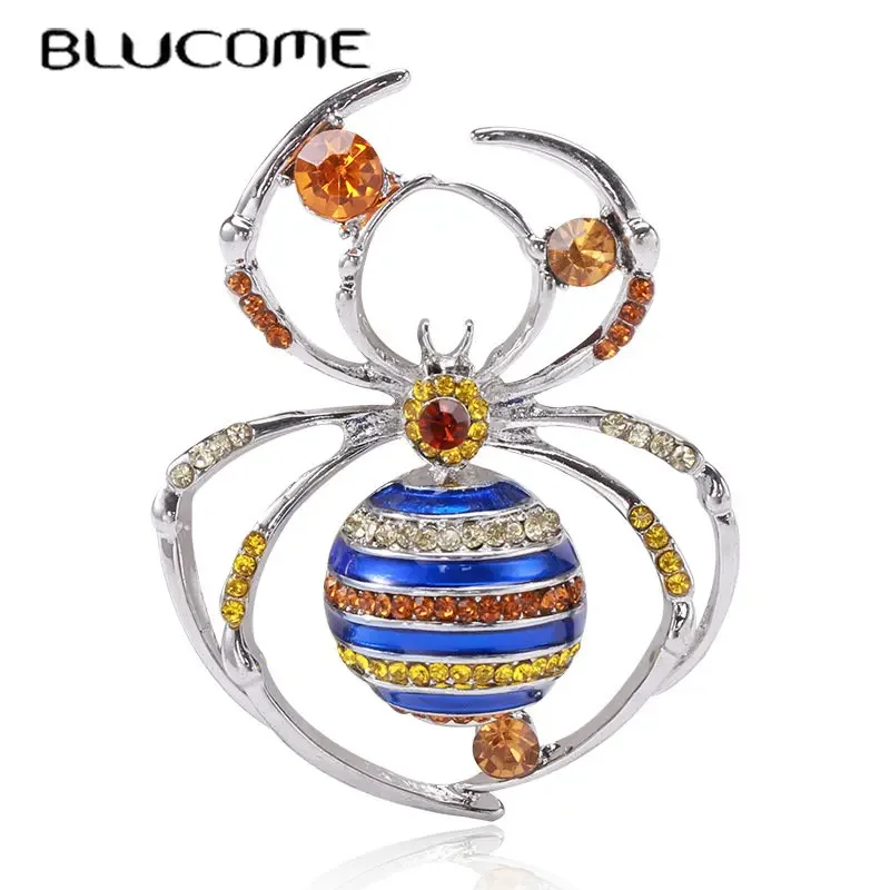 Фото Женская/Детская Брошь в виде паука Blucome, брошь из металлического сплава, значок на воротник, аксессуар для костюма или шляпы, №1