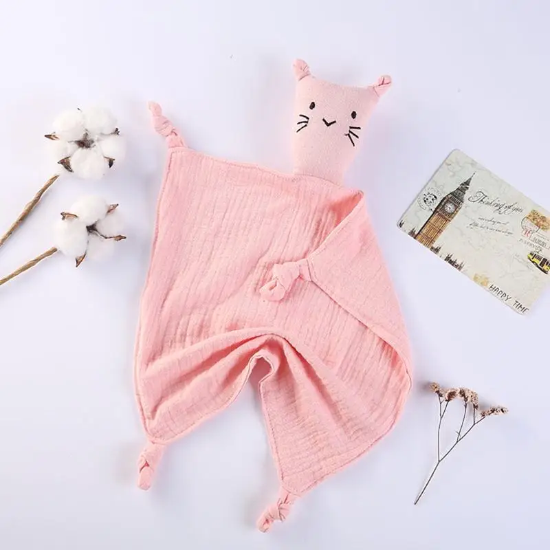 

Baby Soothe Blanket Cute Animal Doll Appease Towel Comfort Sleeping Cuddling Toy Soft Gauze Bibs Teether Burp Cloth Gift