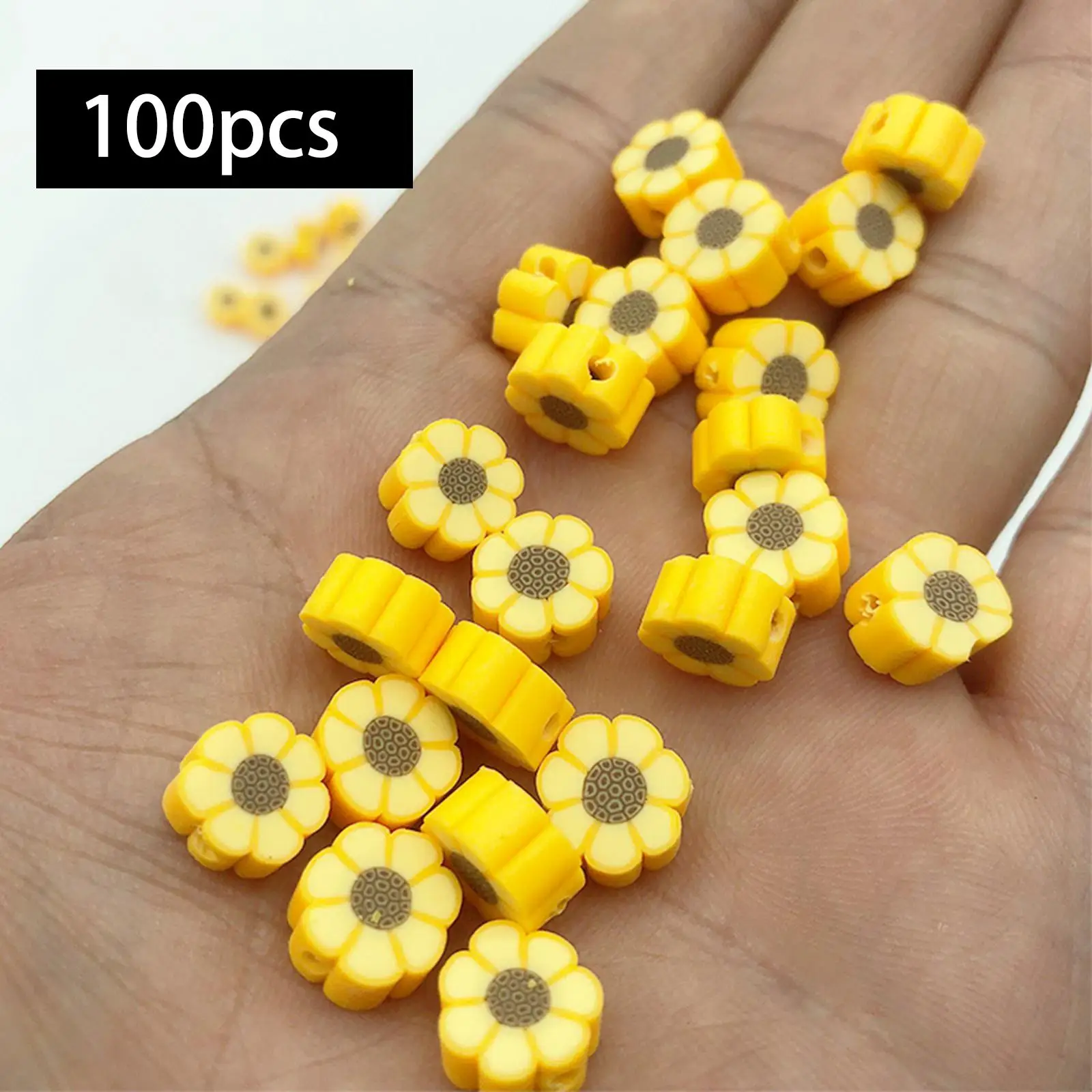 

Бусины из полимерной глины в форме желтого цветка, бусины «сделай сам», разделительные бусины для браслета, заколки для волос, ожерелья, зак...